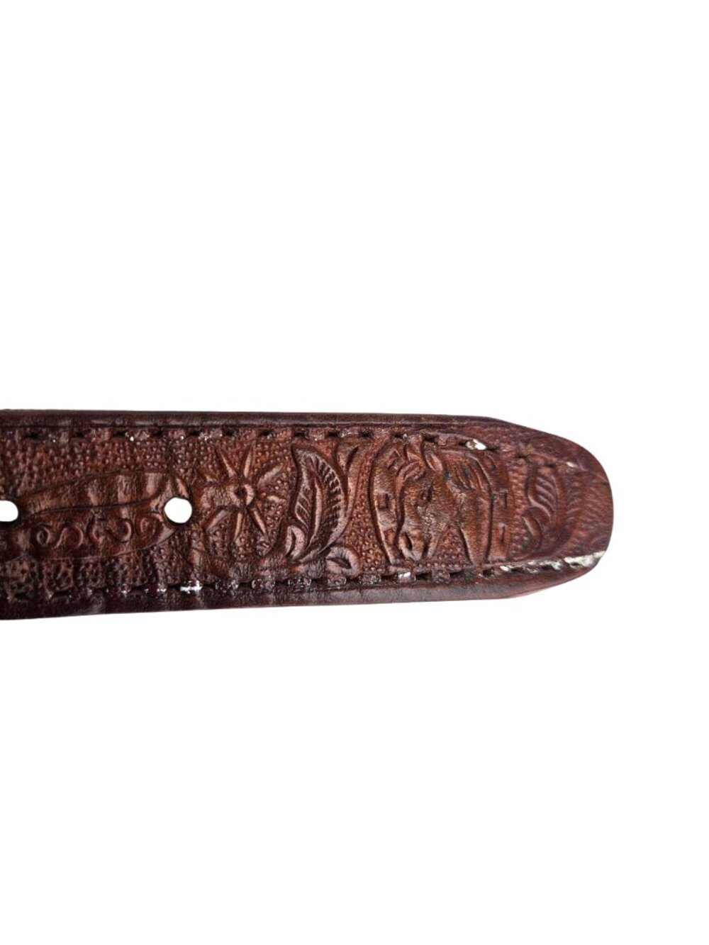 Vintage Mexican Hand Tooled Leather Belt JUAN Hecho en Mexico Western S/30 - Picture 16 of 16